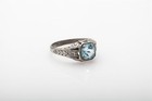 Estate ORANGE BLOSSOM 1.50ct Natural Aquamarine Sterling Silver Mens Band Ring — photo 2