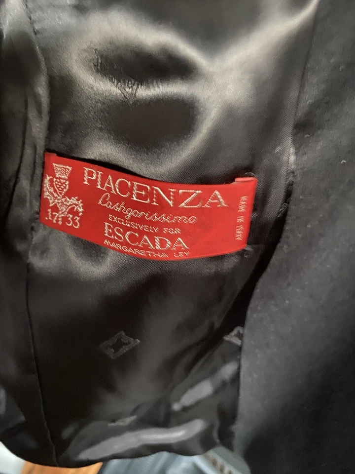 Escada by Margaretha Ley Navy Angora Wool Double Breasted Blazer Size 34 UK8 XS - Image 3 of 4