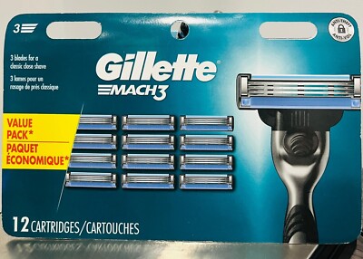 Gillette Mach3 Men s Razor Blade Refills - 12 CARTRIDGES*FREE SHIPPING*BRAND NEW