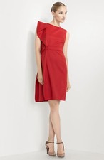 Valentino Side Ruffle Stretch Wool Dress ( Size 4)