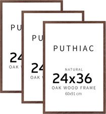 Walnut 24x36 Solid Oak Picture Frame 3-Pack, Vertical/Horizontal, Plexi Front