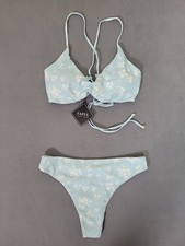ZAFUL Womens Triangle Bikini Set Floral Print Spaghetti Strap Two Piece Large
