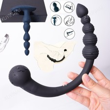 Silicone Vibrator Anal Plug Beads Training Dilator Prostate Massager Expander SM