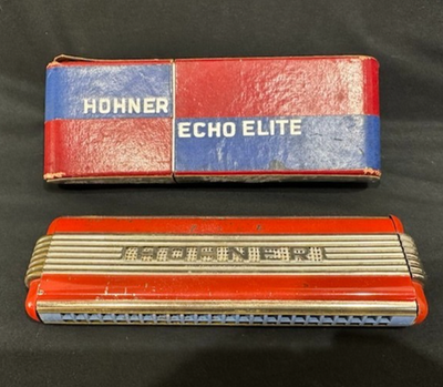 Vintage 1940's Hohner Echo Elite Harmonica Key of A & D Art Deco W