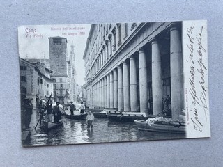 S) Cartolina formato piccolo Como inondazione 1901 via Plinio B