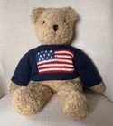 Vintage 1990 TY Beanie Babies Buddy Curly Bear American Flag Retired Plush Toy