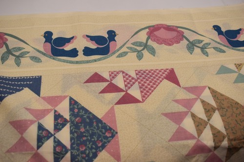 FLOWER BASKET QUILT BLOCK cheater fabric MARTI MITCHELL 1993 vintage 1.5 yards - Picture 10 of 10