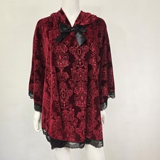 Spirit Halloween Little Red Poncho Velvet Burnout Cape One Size Hooded Lace Goth