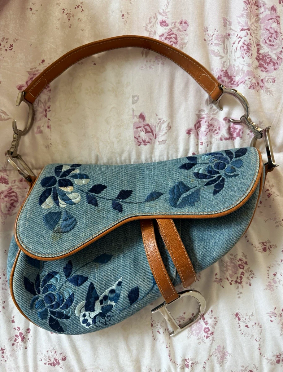 Dior Denim Exterior Bags & Handbags for Women Saddle Bag for sale