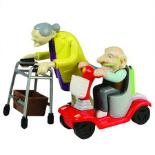 Aufziehspielzeug Oma und Opa Rollator Mobil Kunststoff 2er Set Grannies Geschenk