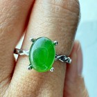925 Sterling Silver Ring 8x6mm Green Natural Emerald Gemstone Jewelry Women NEW — photo 4