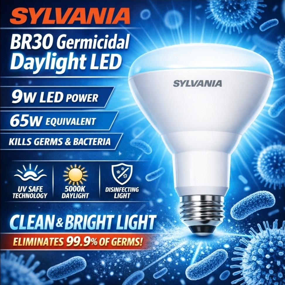 Sylvania 9W BR30 65Watt LightSHIELD Germicidal Daylight LED Light Bulbs  4-PACK