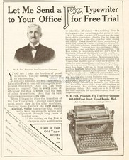 1908 Fox Typewriter Co Grand Rapids Michigan Free Trial Offer Vintage Print Ad thumbnail