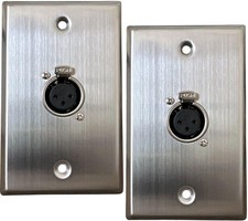 2 PCS XLR Wall Plate 3Pin Stainless Steel Dual Port XLR Female Audio Mount