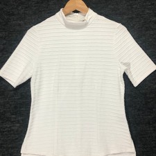 Simply Vera Vera Wang Mock Neck Top Textured Short Sleeve White Size S