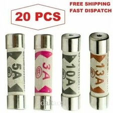 20x Mixed Domestic Fuses 3a 5a 10a 13a Plug Top Household Mains Ceramic Fuse