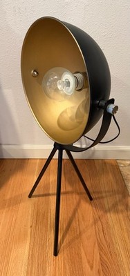 Modern Industrial Tripod DOME Floor/Table Lamp Black