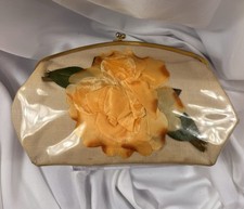 Vintage Flower Handbag in Clear Plastic Floral Clutch