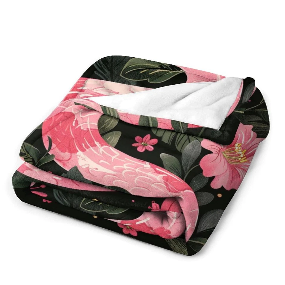 Snake Throw Blanket Pink Floral Animal Print Blankets Gifts Couch Sofa Bed St... - Image 3 of 4
