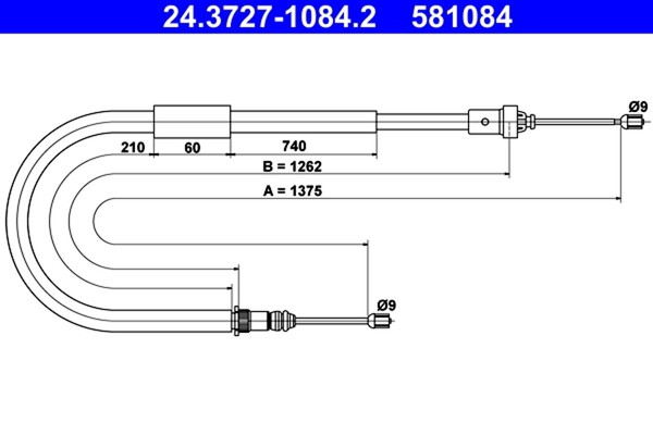 Ate Bremsseil Seilzug Feststellbremse 24.3727-1084.2 FüR Modus Renault FP0C FP0K-image