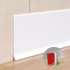 Peel and Stick Molding Baseboard Trim, 6 Inch Flexible 6 Inch x 20 Feet White