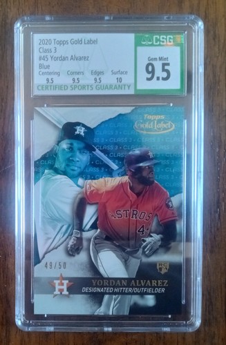 Yordan Alvarez [Class 3 Blue] #45 2020 Topps Gold Label card