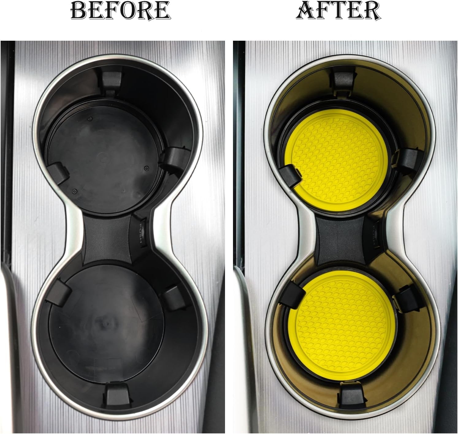 Car Cup Coasters 4PCS Universal Non-Slip Drink Holders Car Interior Yellow