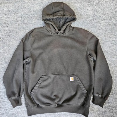 Carhartt Men's Large Rain Defender Hoodie Loose Fit Gray Heavyweight Sweatshirt