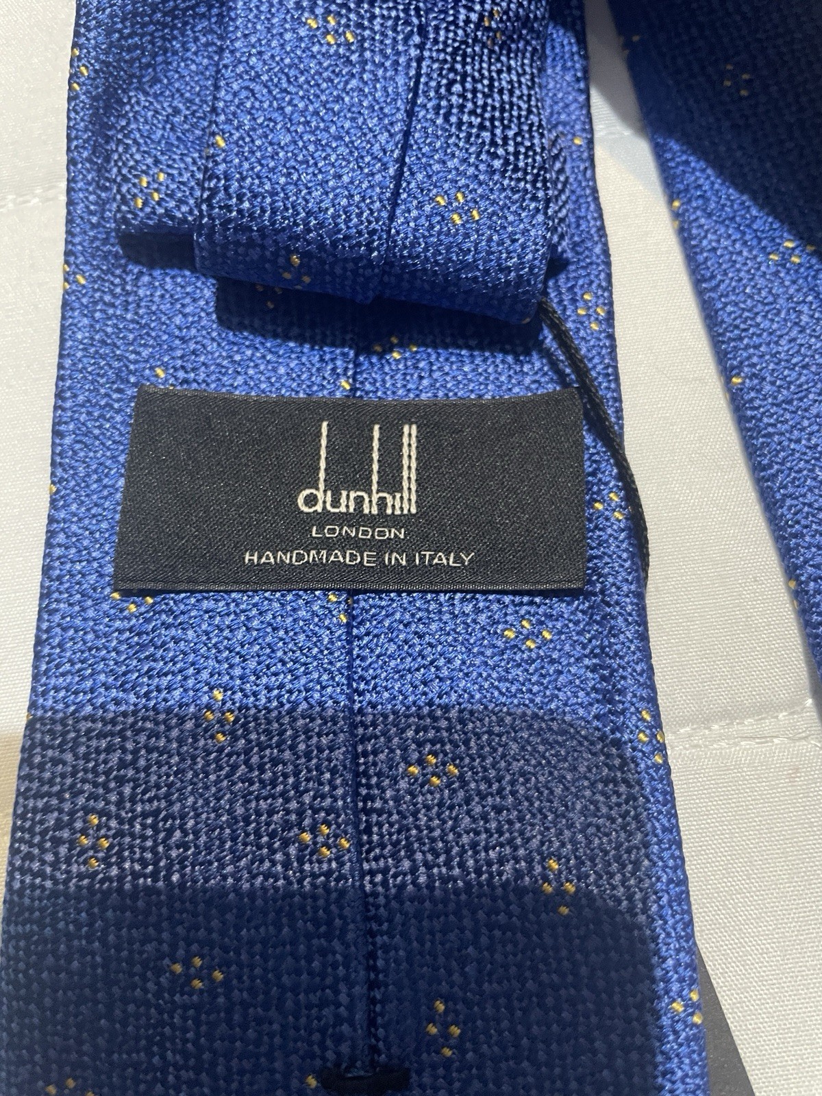 Dunhill Blue Woven Tie With Gold Cluster Dots 7cm BNWT RRP £125 image 5