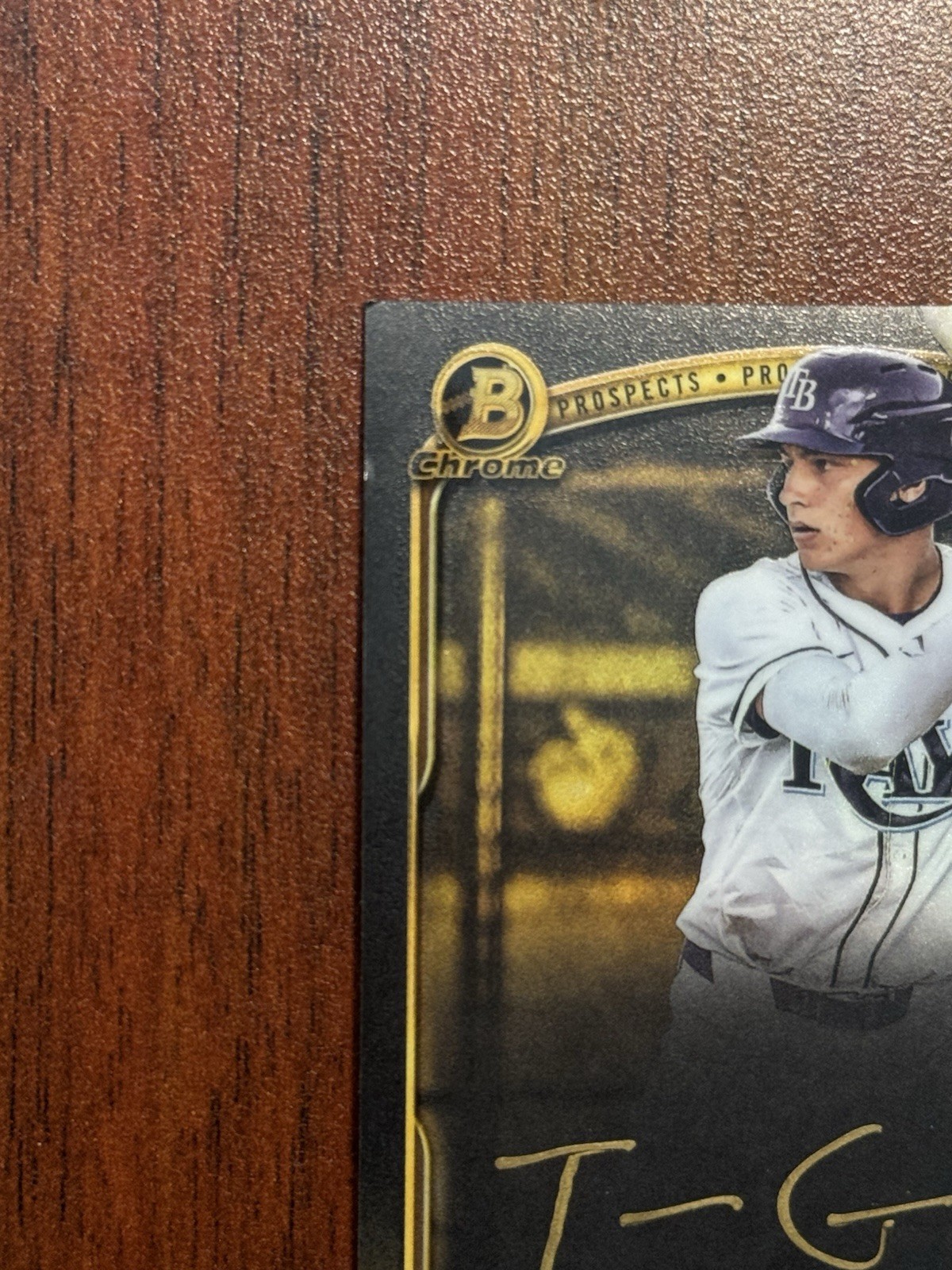 Taitn Gray 2025 Bowman Chrome Auto Gold Ink 1st Prospect #/15 Rays view 2
