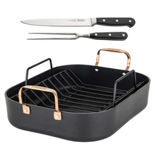 Viking Hard Anodized Nonstick Roaster with Rack and Carving Set
