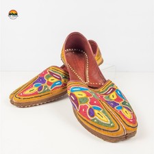 Handcrafted Punjabi Jutti Khussa Mojari Flats Multicolor Women's Size US 9