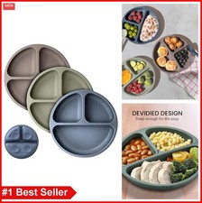 Suction Plates for Baby Food Grade Silicone 3 Pack Divided Toddler Dishwasher