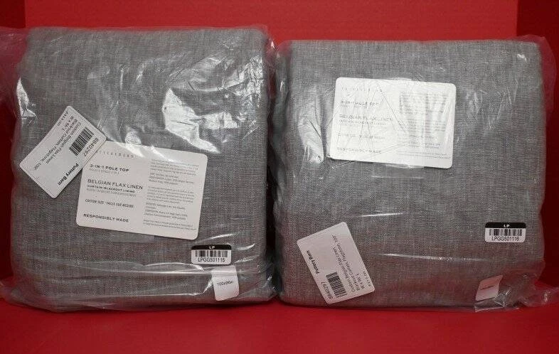 Pottery Barn Custom Belgian Flax Linen Blackout Curtains S/2 100" x 96 Flagstone - Image 3 of 4