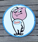 VINTAGE 12" ESSO BOY GASOLINE MOTOR OIL PUMP STATION PORCELAIN GAS METAL SIGN
