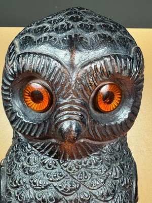 Tall, Vintage, Very Detailed One Piece, Owl Figure, Appears to be Molded Resin