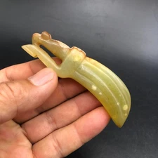 China Hongshan Culture Old Natural Jade Carved Cicada Amulet Pendant,#319