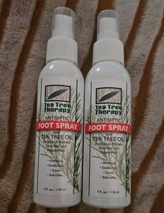 Tea Tree Oil Antiseptic Foot Spray 4 Oz  by Tea Tree Therapy Lot 2 Bottles 
