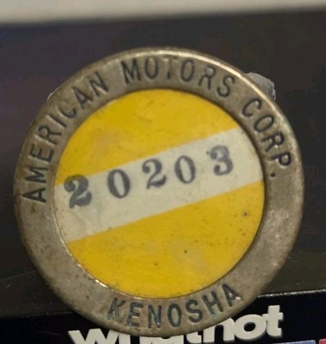 Vintage American Motors Corp. Corporation Kenosha WI Employee ID Pin Badge VTG