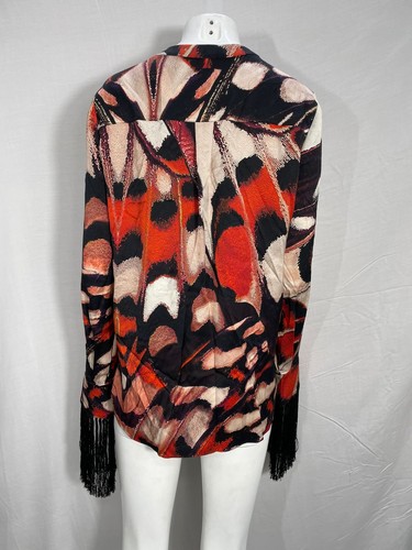 Alexander Mcqueen Butterfly Print Fringed Blouse In Viscose Women Multi Size 42 - Picture 2 of 9
