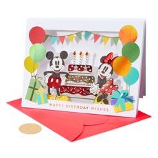 Papyrus Mickey and Minnie Shadowbox Birthday Card Greeting Card