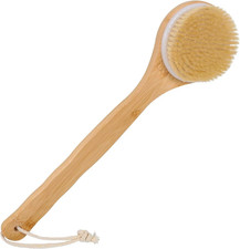 Bamboo Bath Body Brush Soft Bristles Shower Back Scrubber Anti-Slip Long Handle