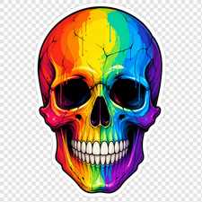 3 inch Rainbow Drip Skull Vinyl Sticker Colorful Gothic Pride Skull Decal