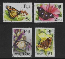 FIJI QE2 1985 BUTTERFLY SET POSTALLY USED (SG 693-96)