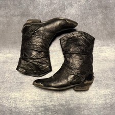 Vintage Zodiac Black Leather Slouch Western B...