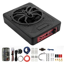 10" Slim Under-Seat Subwoofer Speaker 1200W Powered Car Truck Sub w/ Amp Kit