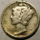 1924 D Mercury Dime 90% Silver F-VF  "Actual Coin Pictured - Not Cleaned"