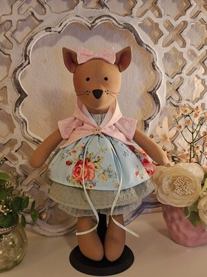 Sommer Katze Tilda Puppe Deko Shabby Chic Landhaus rosa blau grün