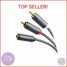 UGREEN 3.5mm Female to 2 RCA Male Cable Gold Plated Stereo RCA Auxiliary Audio A