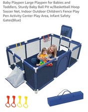 Large Kids Playpen with Basketball Hoop  Soccer Goal - 71x48 inches Baby